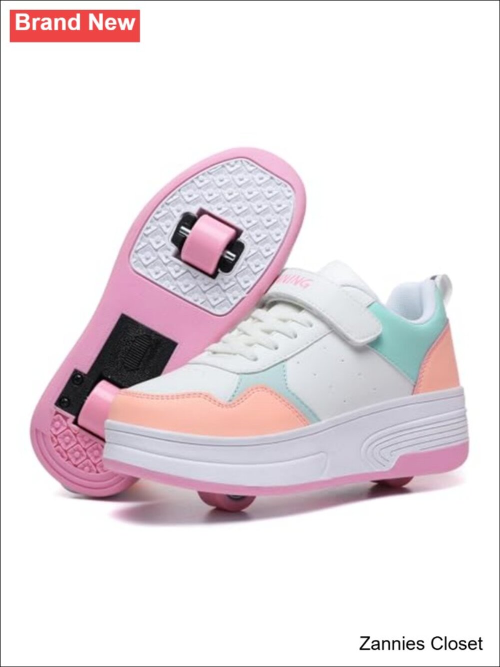 ✨HSQ Kids Roller Skate Sneakers Faux Leather Detachable Wheeled 2 in 1 Skating